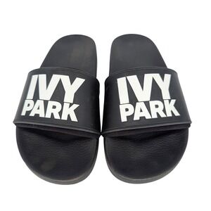 Ivy Park Slider Sandals Womens 6 Black‎ Logo Athleisure Streetwear Sporty Active